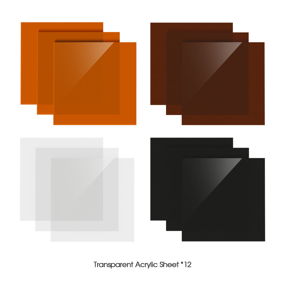 12pcs Transparent Acrylic Sheets (7.9" × 7.9")