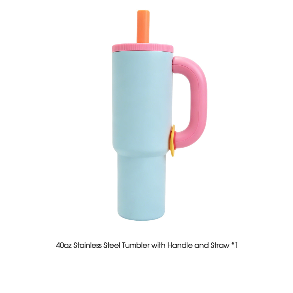40oz Stainless Steel Tumbler with Handle and Straw