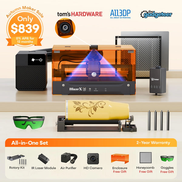 BlazeX M3 Pro Dual-Laser Engraver and Cutter - All-in-One Set