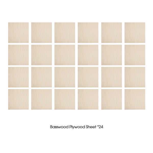 24pcs Basswood Plywood Sheets