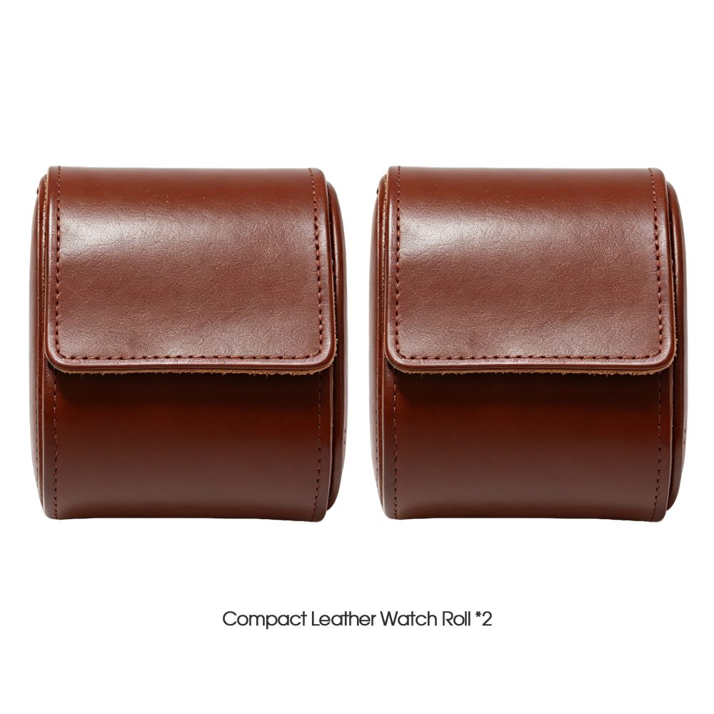 2-Pack Compact Leather Watch Roll Set