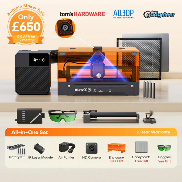 BlazeX M3 Pro Dual-Laser Engraver and Cutter - All-in-One