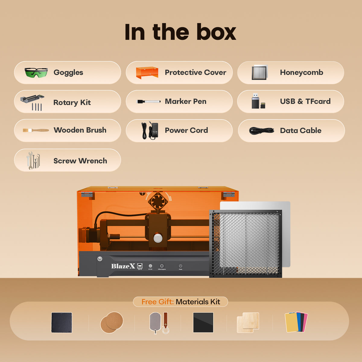 Back to School Sale - BlazeX M3 Pro Laser Engraver and Cutter - Rotary Set