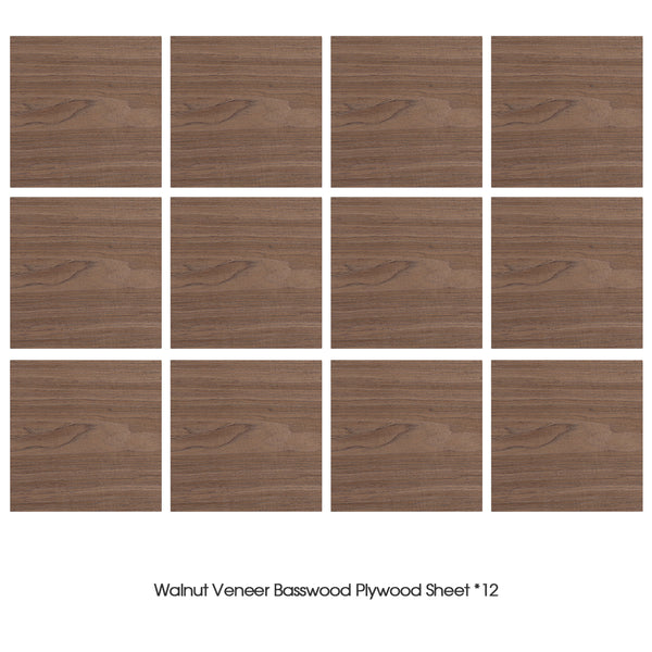 12pcs Walnut Veneer Basswood Plywood Sheets